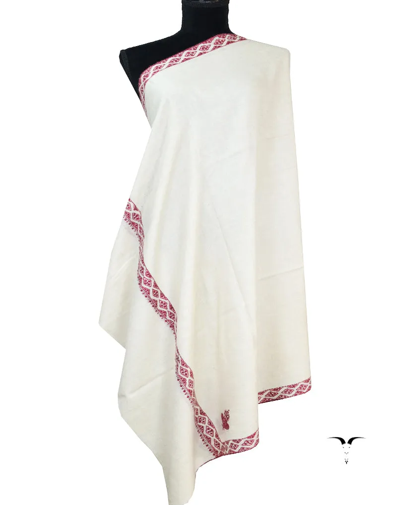 white embroidery pashmina shawl 8525