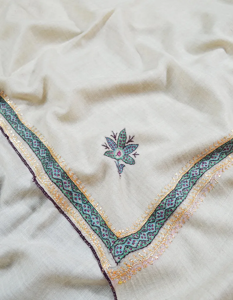 white tilla embroidery pashmina shawl 8600