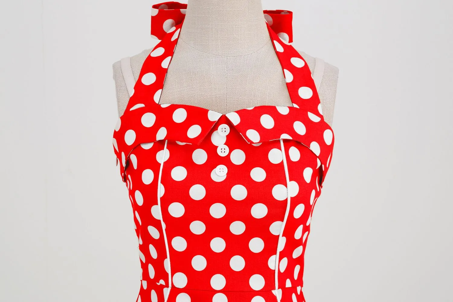 Women Retro Polka Dot Dresses Vintage 1950s Halter Cocktail Prom Rockabilly Dresses