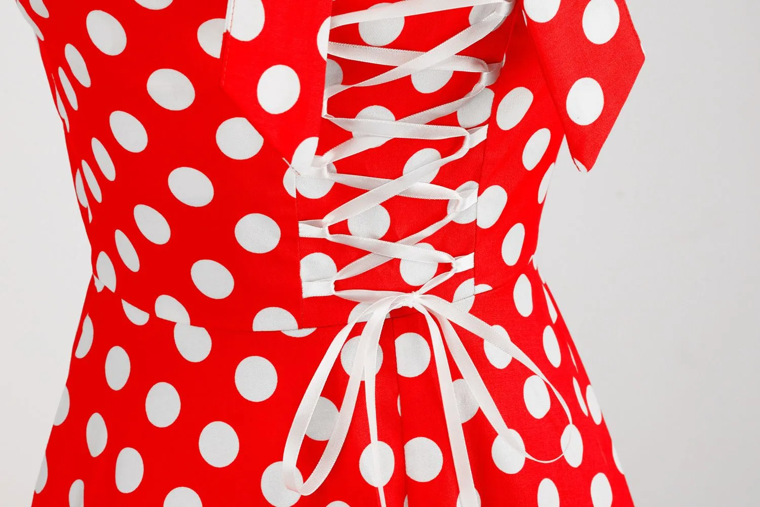 Women Retro Polka Dot Dresses Vintage 1950s Halter Cocktail Prom Rockabilly Dresses