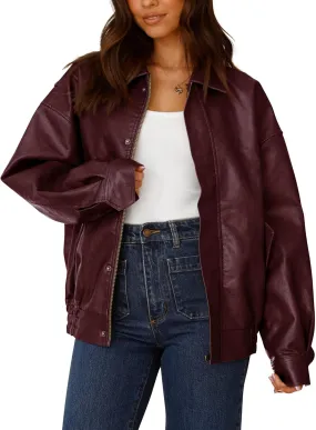 Women's Faux Leather Coat, so cozy