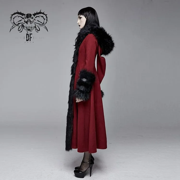 Women's Gothic Winter Warm Overcoats With Detachable Fluffy Accessories