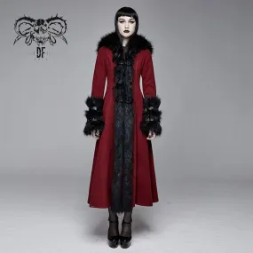 Women's Gothic Winter Warm Overcoats With Detachable Fluffy Accessories